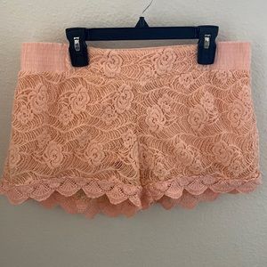 Peach-coral Miss Me lace shorts